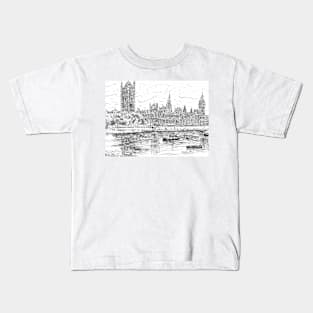 HOUSES OF PARLIAMENT VIEWED FROM THE RIVER THAMES Kids T-Shirt